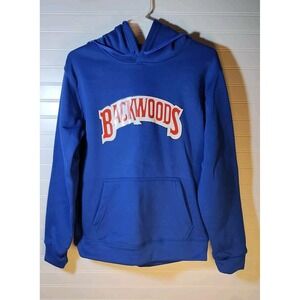 Backwoods Blue Hoodie Unisex Adult Size Medium With Graphic‎ On Hood